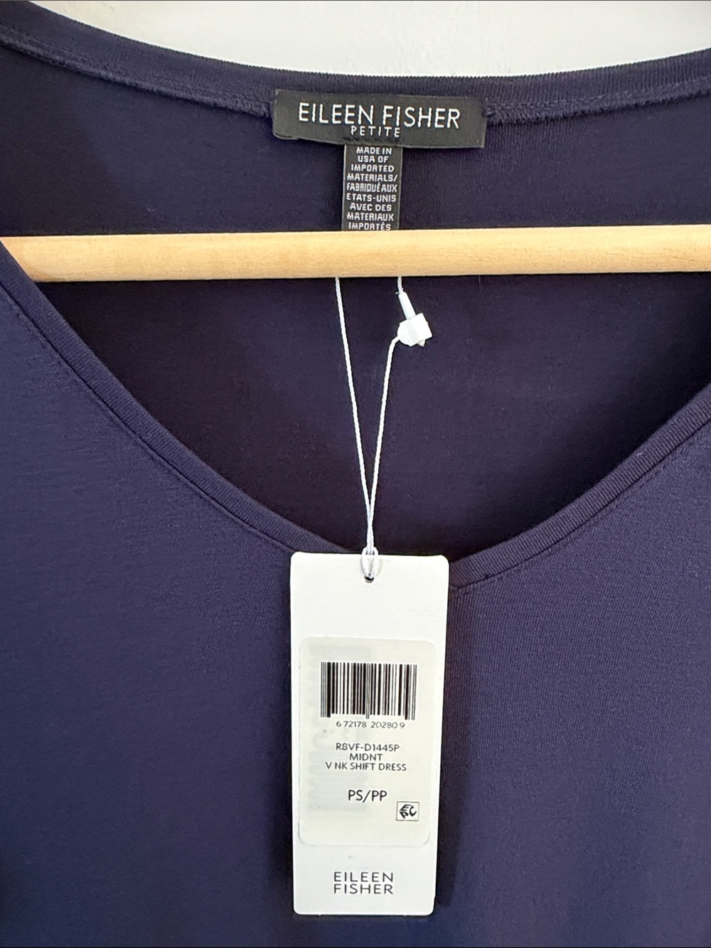 Eileen Fisher Navy V-Neck Midi Dress - Picture 2 of 7